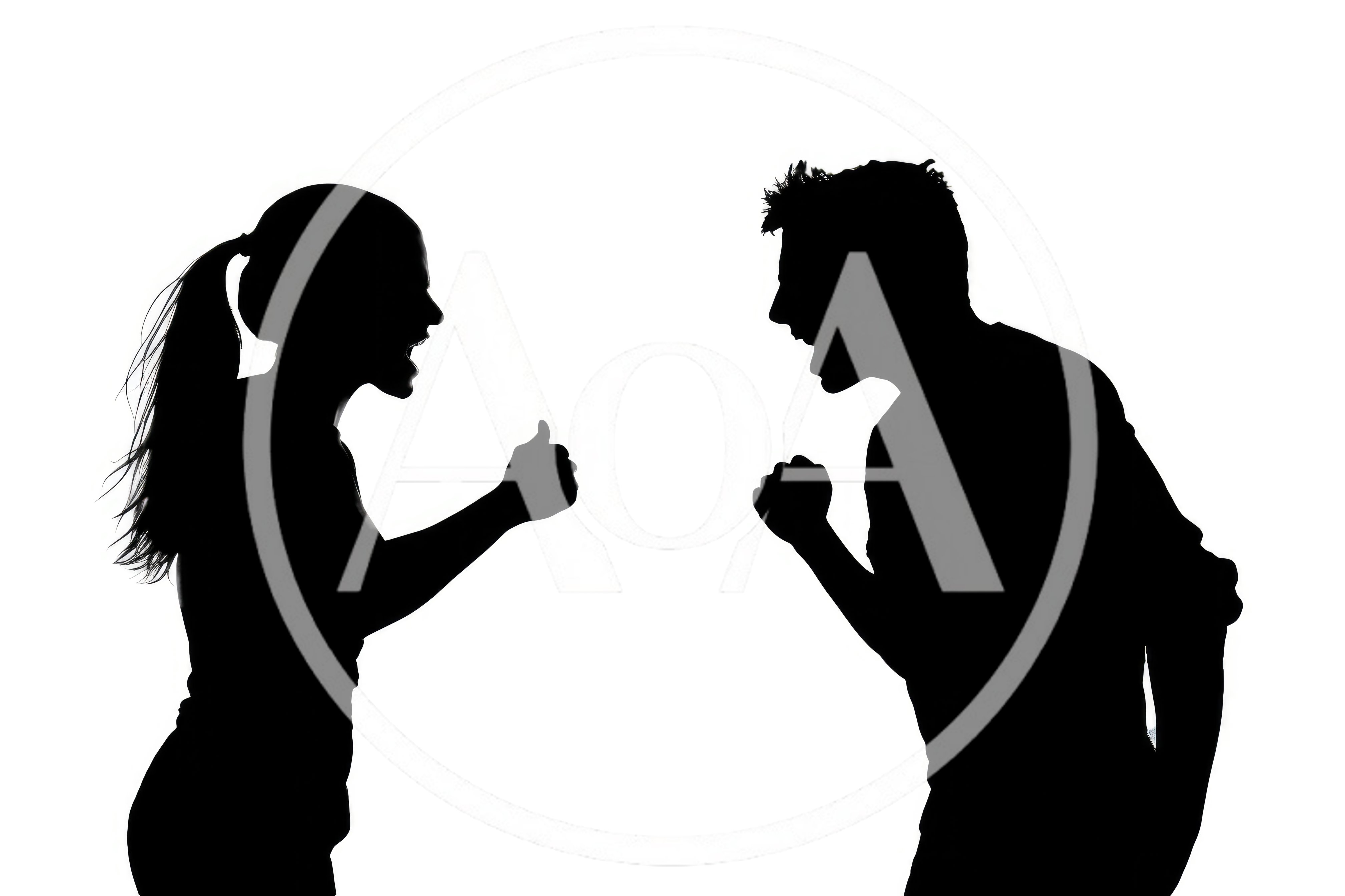 Silhouettes Of A Man And Woman Arguing