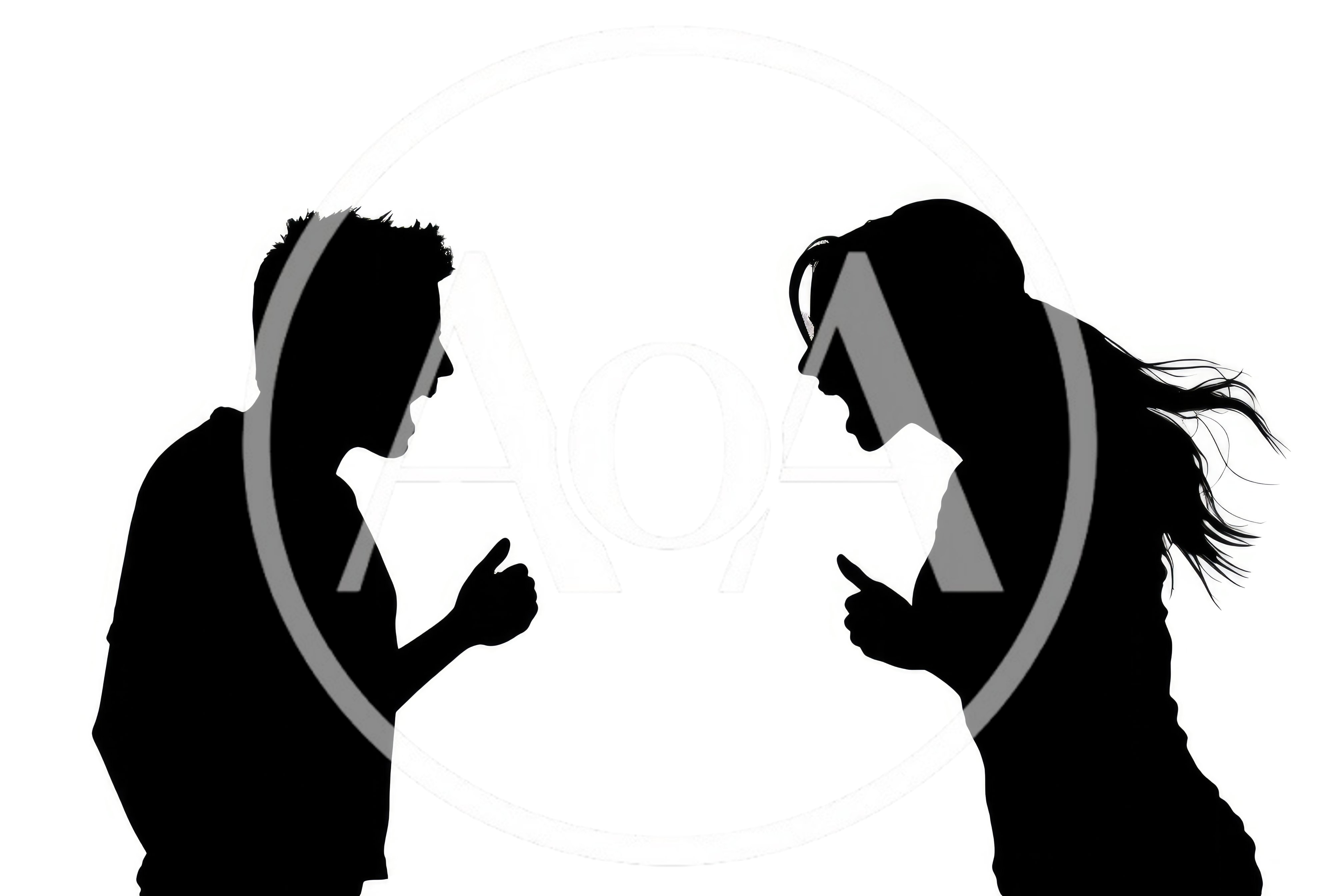 Silhouettes Of A Man And Woman Arguing