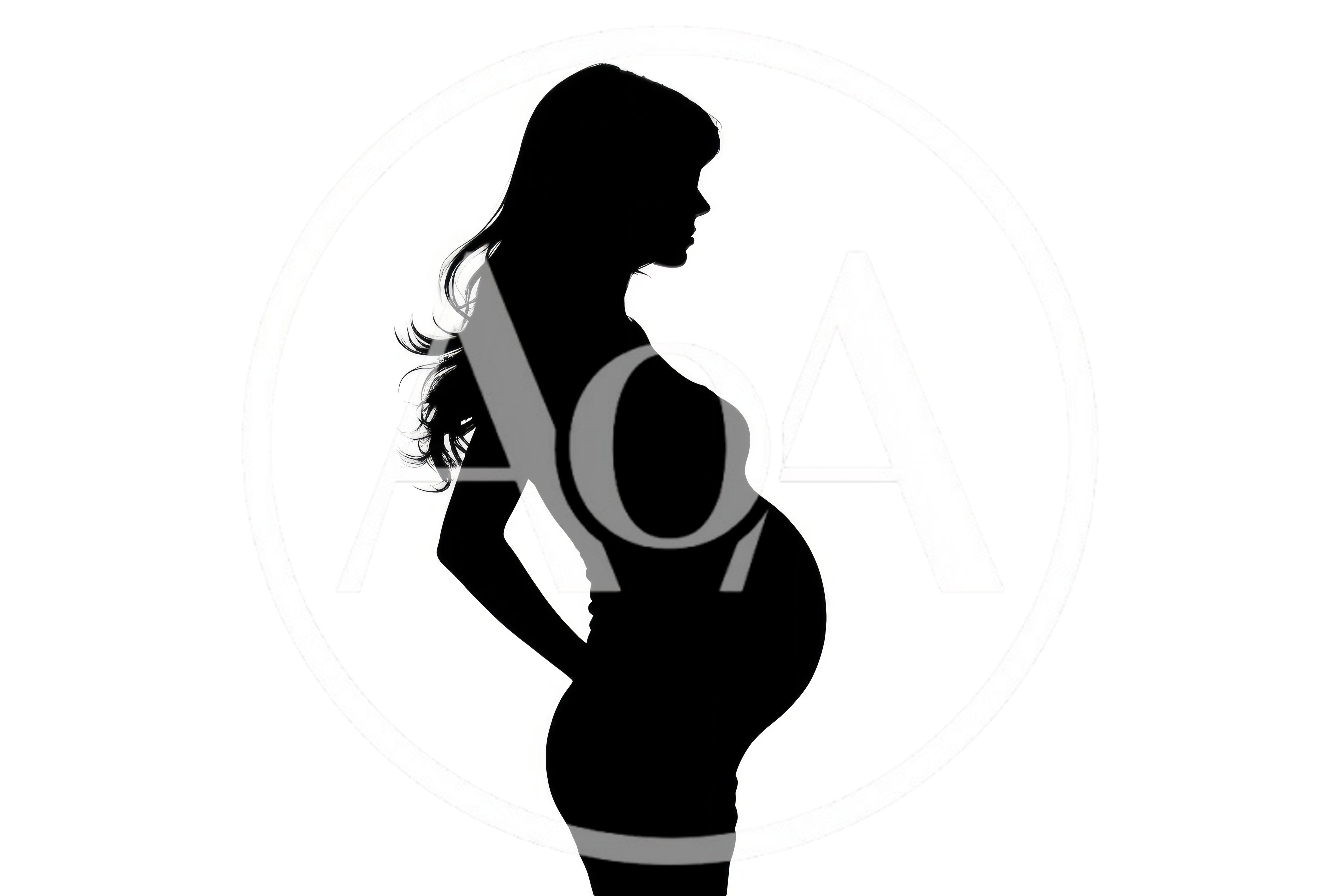 Silhouette Of A Pregnant Woman Standing In Profile