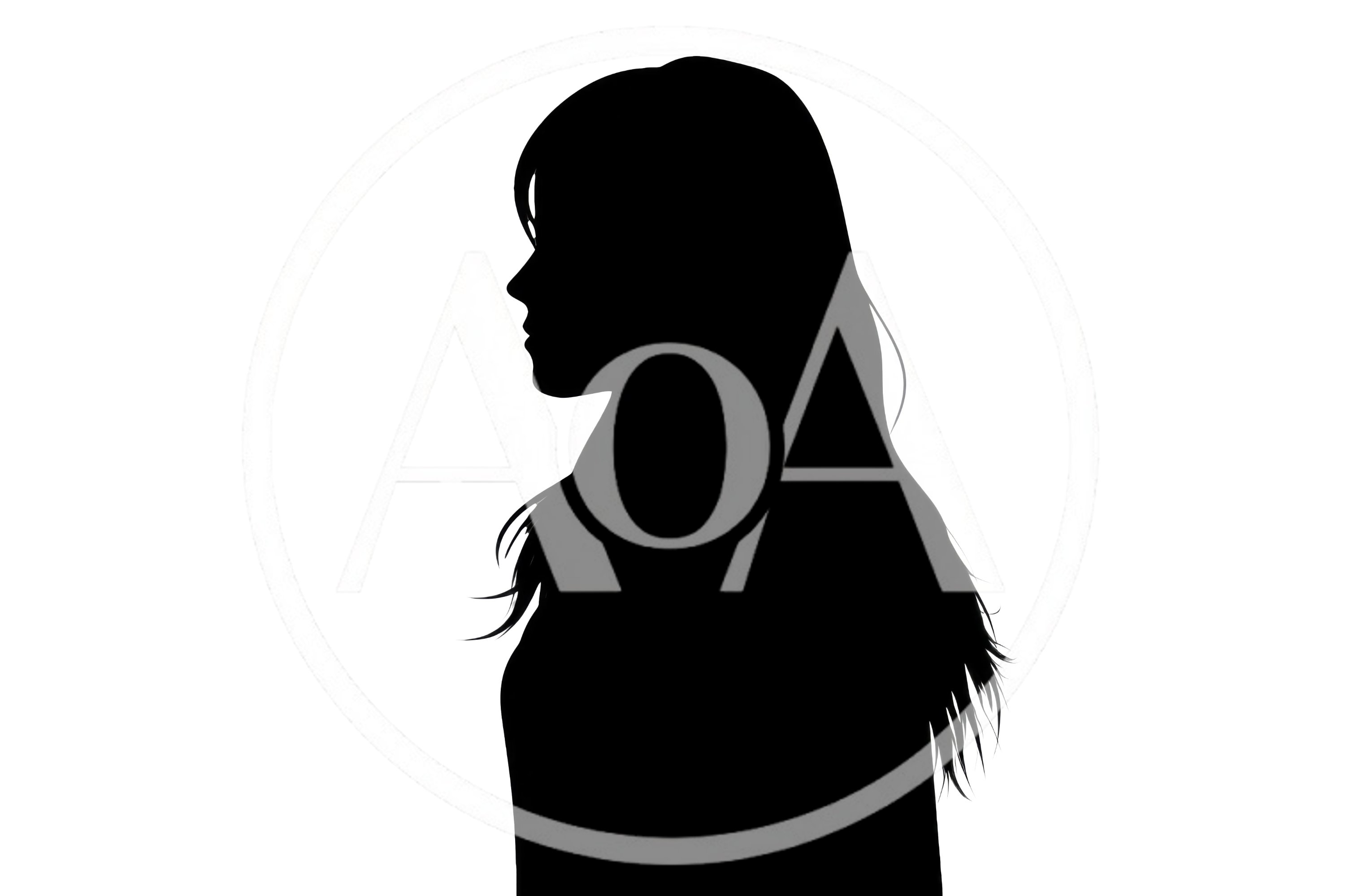 Silhouette Of A Young Woman In Profile