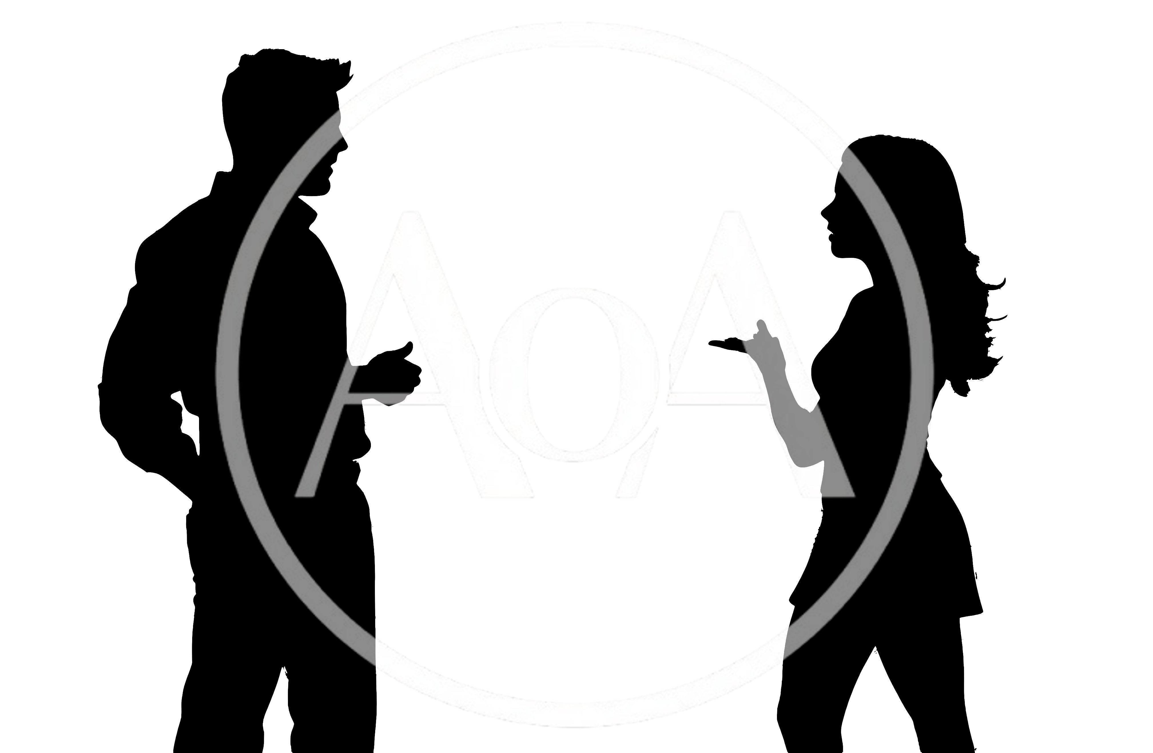Silhouettes Of A Man And Woman Conversing