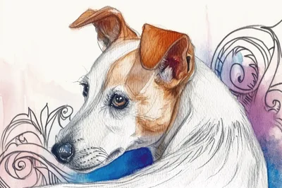 Watercolor Illustration Of A Jack Russell Terrier