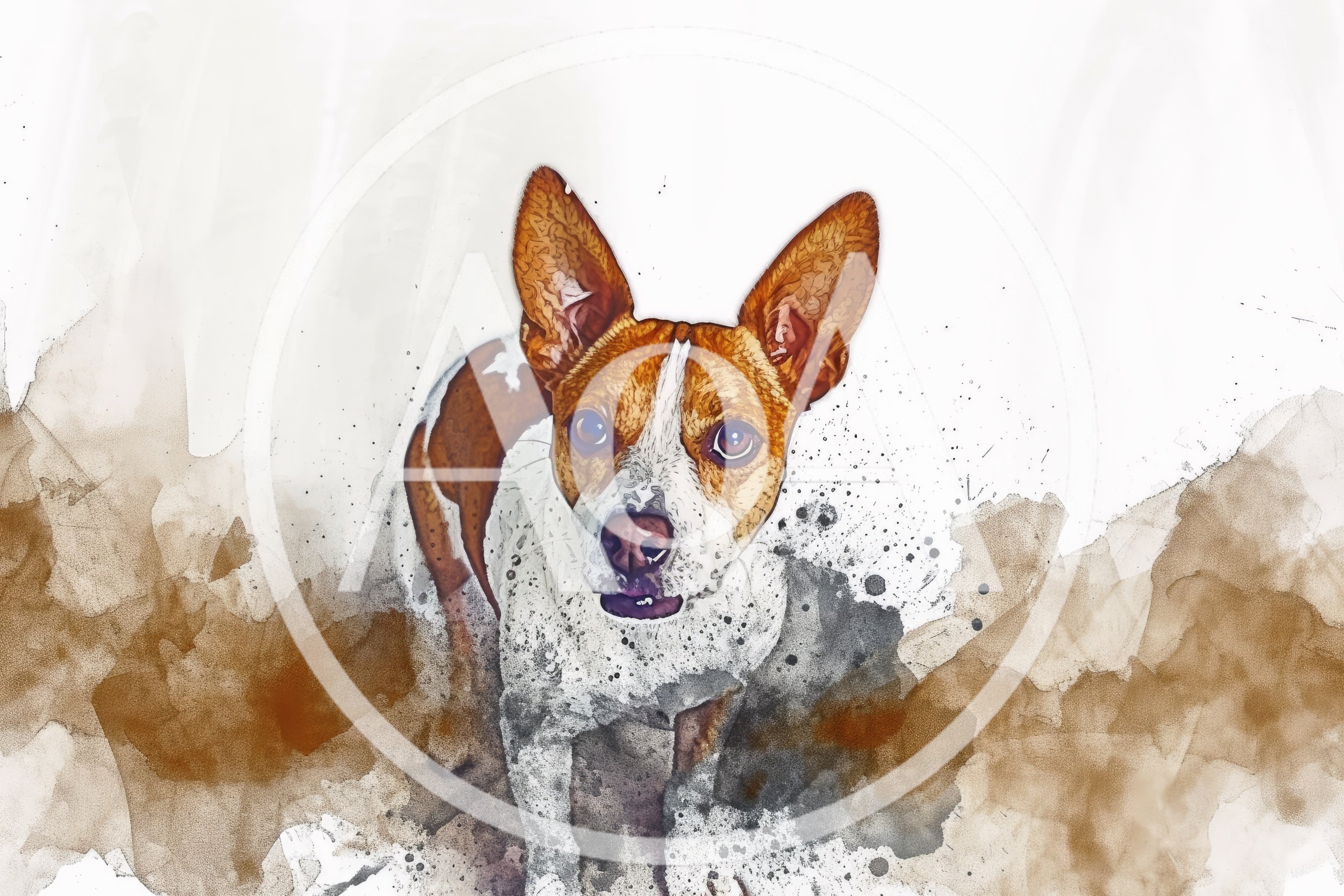 Watercolor Illustration Of A Small Terrier Dog