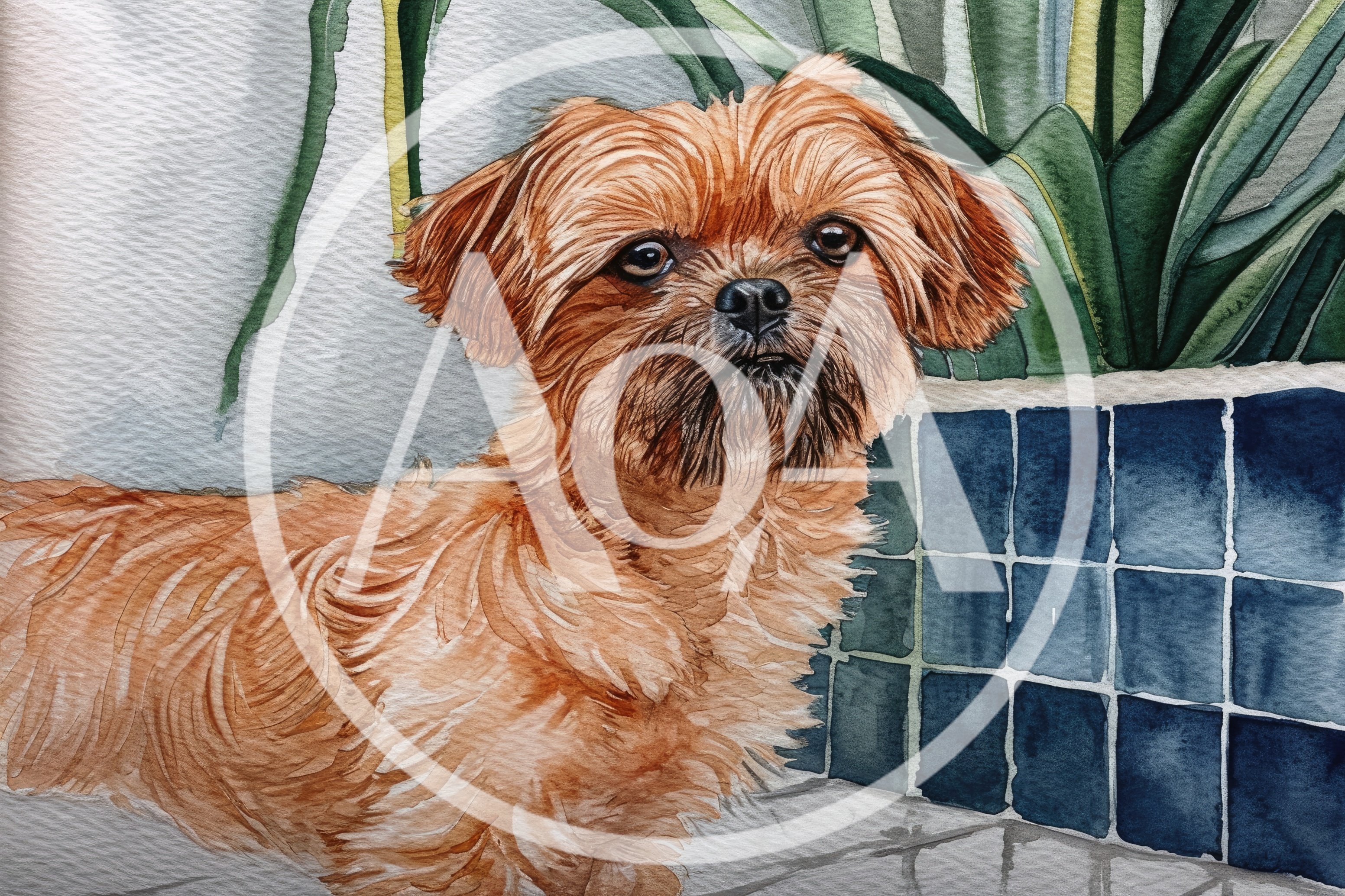 Watercolor Painting Of A Small Brown Dog