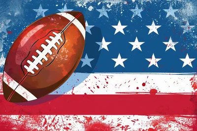 American Football Over Grunge Style United States Flag