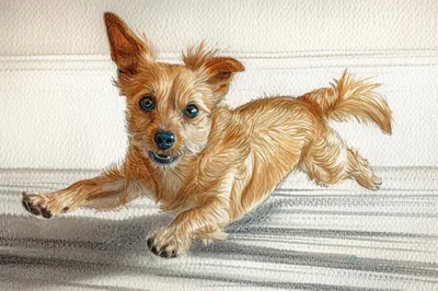 Drawing Of A Playful Small Terrier Dog