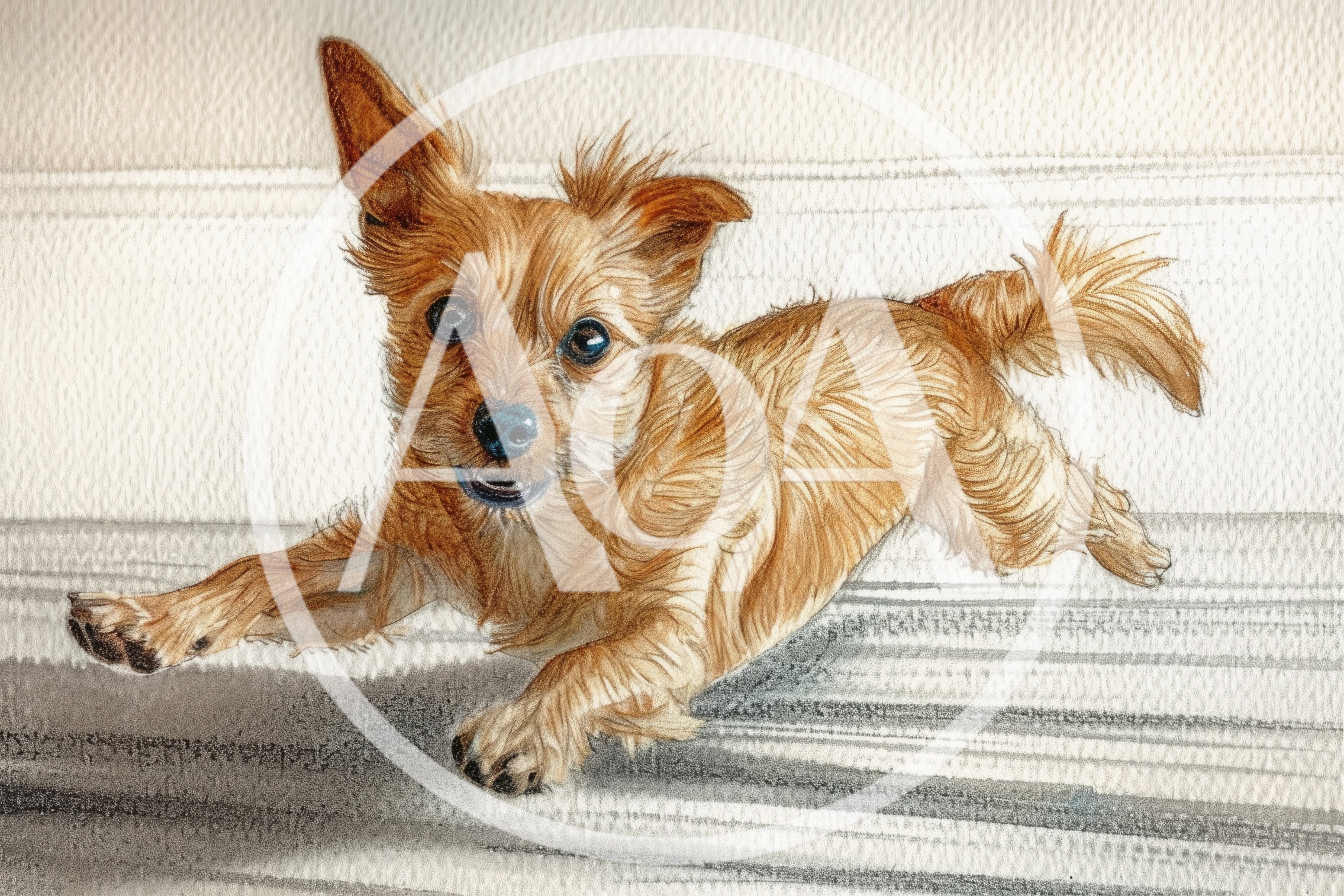 Drawing Of A Playful Small Terrier Dog