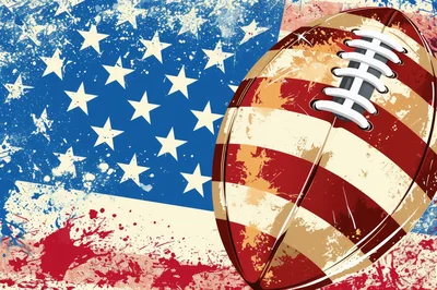 American Football With Grunge United States Flag Background