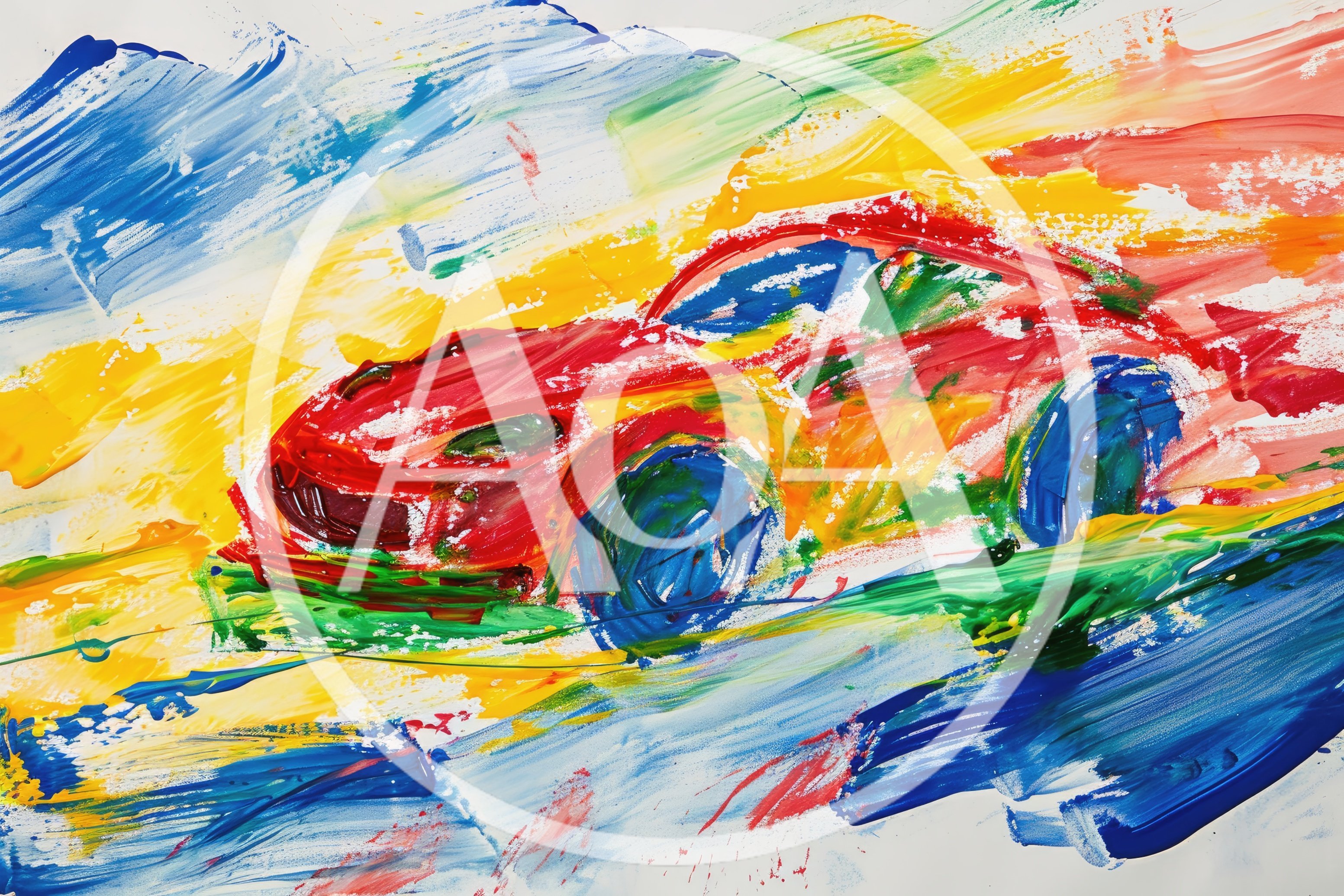 Abstract Expressionist Painting Of A Red Sports Car