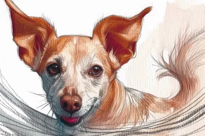 Artistic Illustration Of A Happy Small Dog