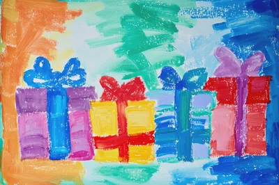 Hand Painted Watercolor Illustration Of Colorful Gift Boxes