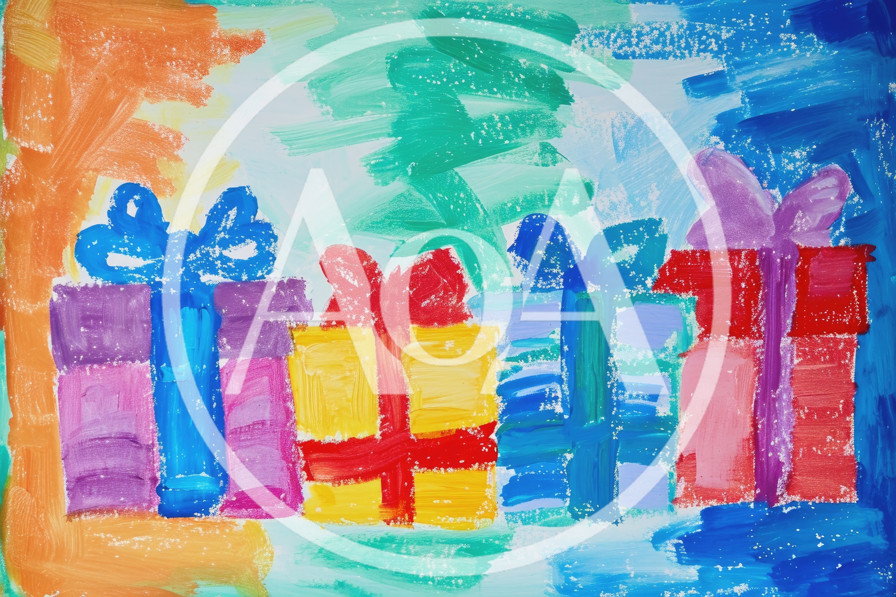 Hand Painted Watercolor Illustration Of Colorful Gift Boxes