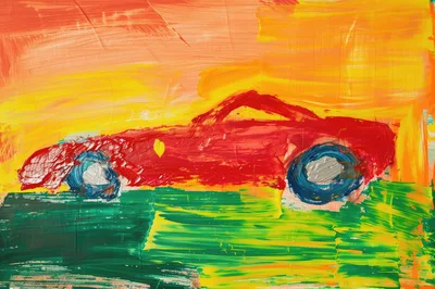 Abstract Painting Of A Red Sports Car