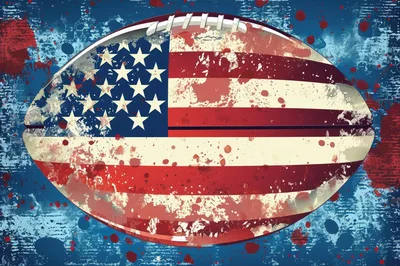 Distressed American Flag Patterned Football Illustration