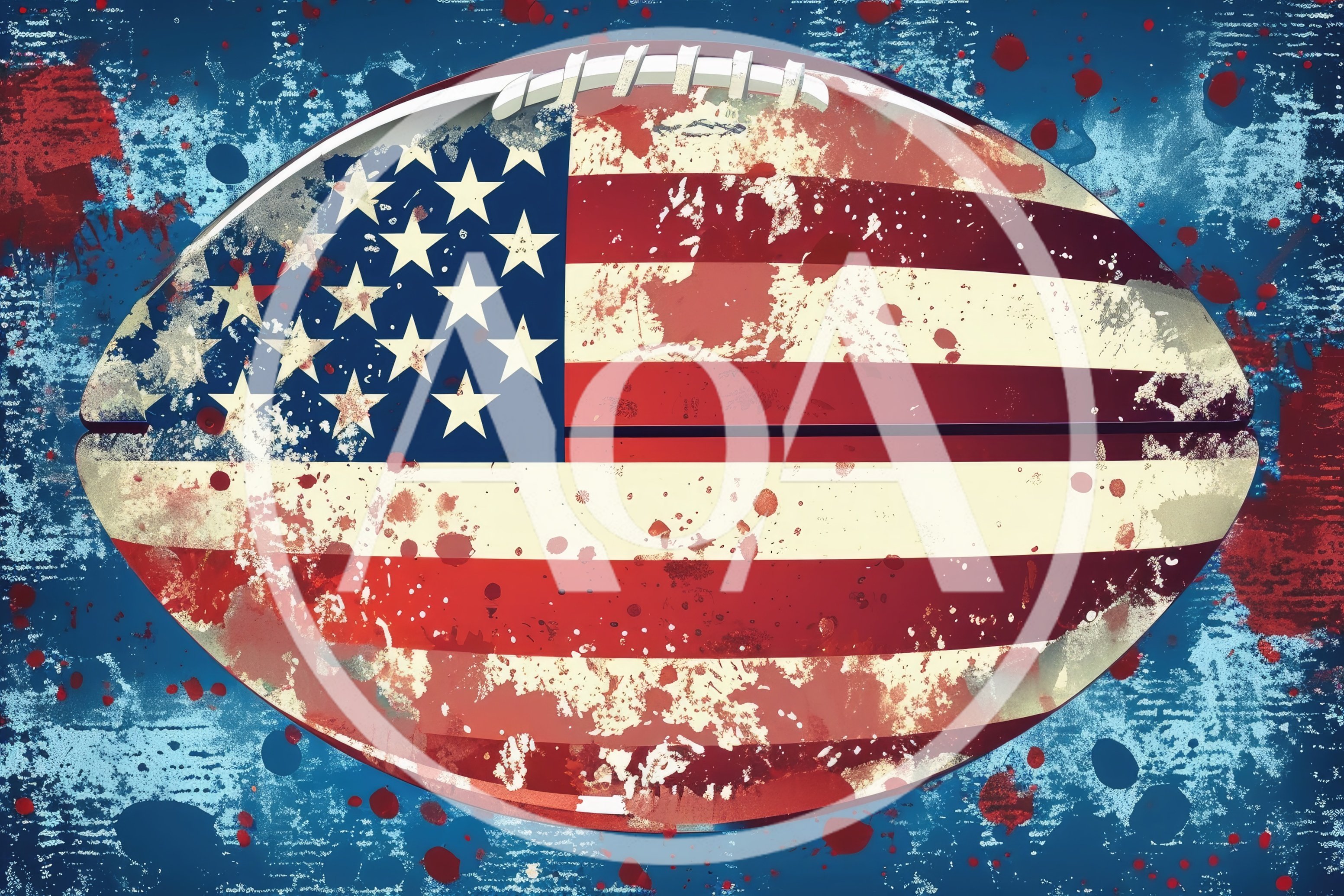 Distressed American Flag Patterned Football Illustration