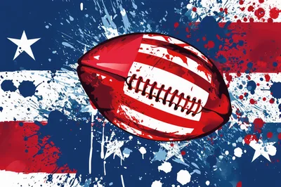 American Football With Patriotic Flag Splatter Art