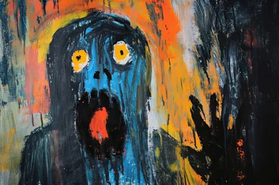 Abstract Expressionist Painting Of A Screaming Figure