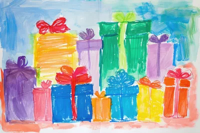 Hand Drawn Illustration Of Colorful Gift Boxes