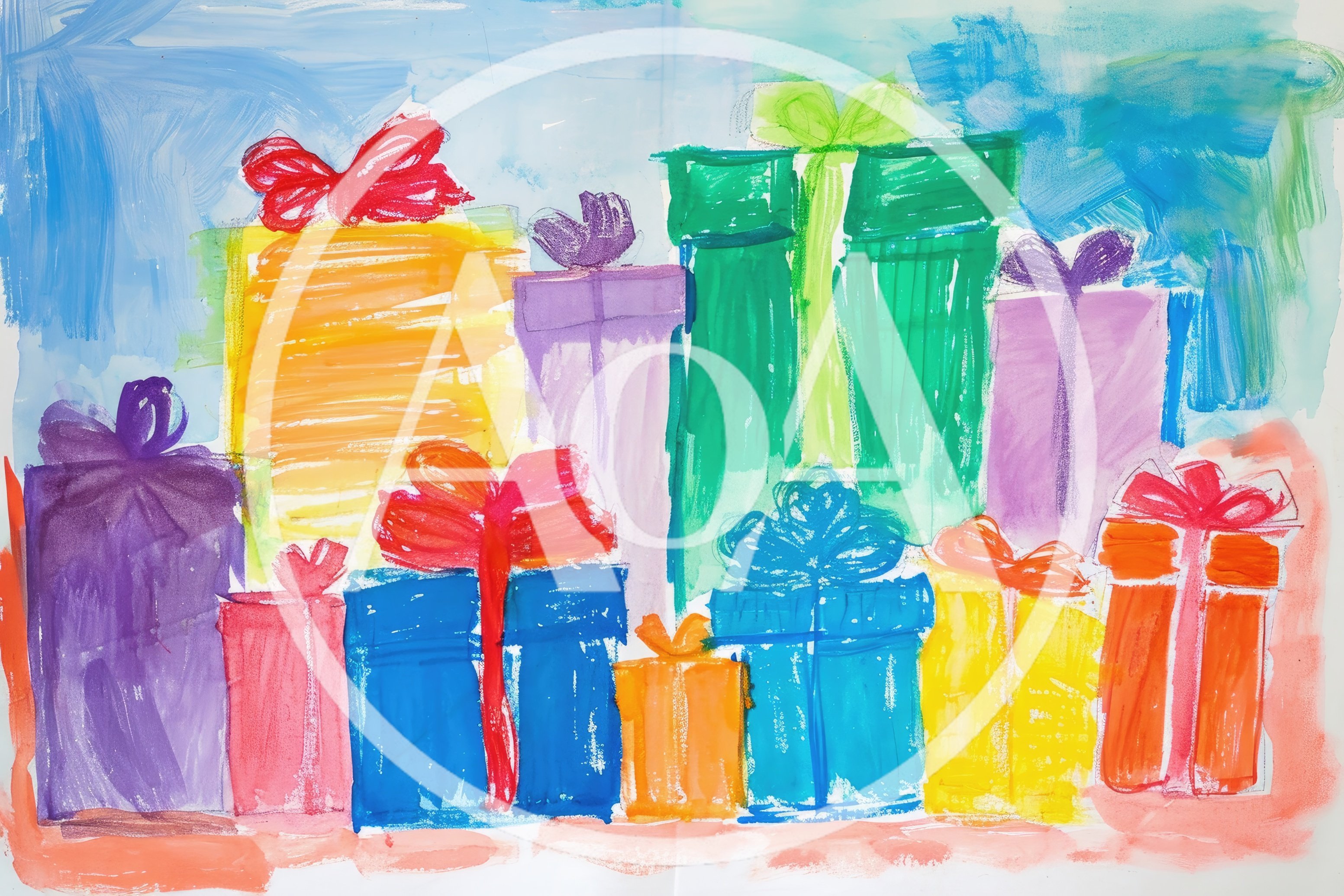 Hand Drawn Illustration Of Colorful Gift Boxes