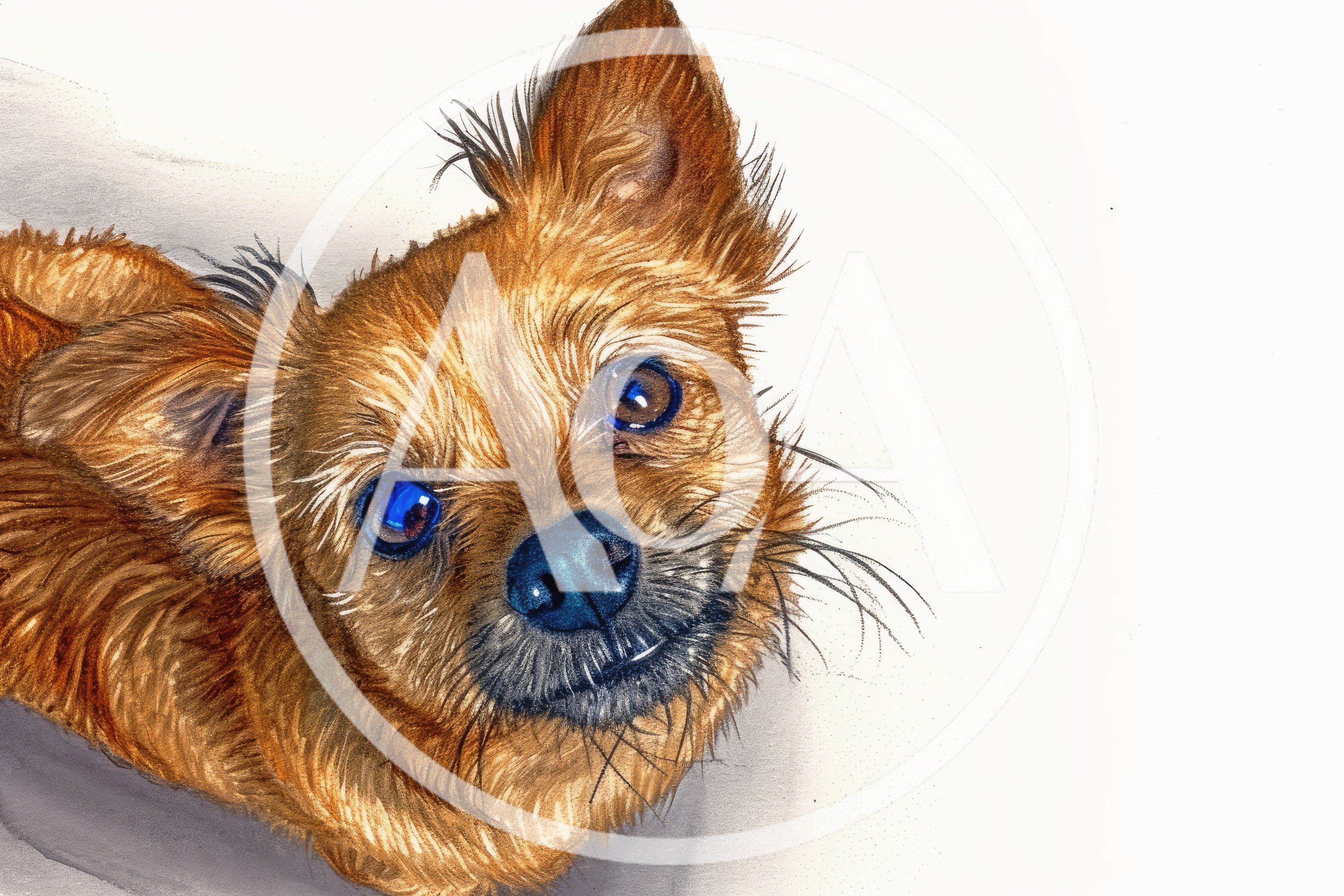 Watercolor Illustration Of A Small Brown Dog