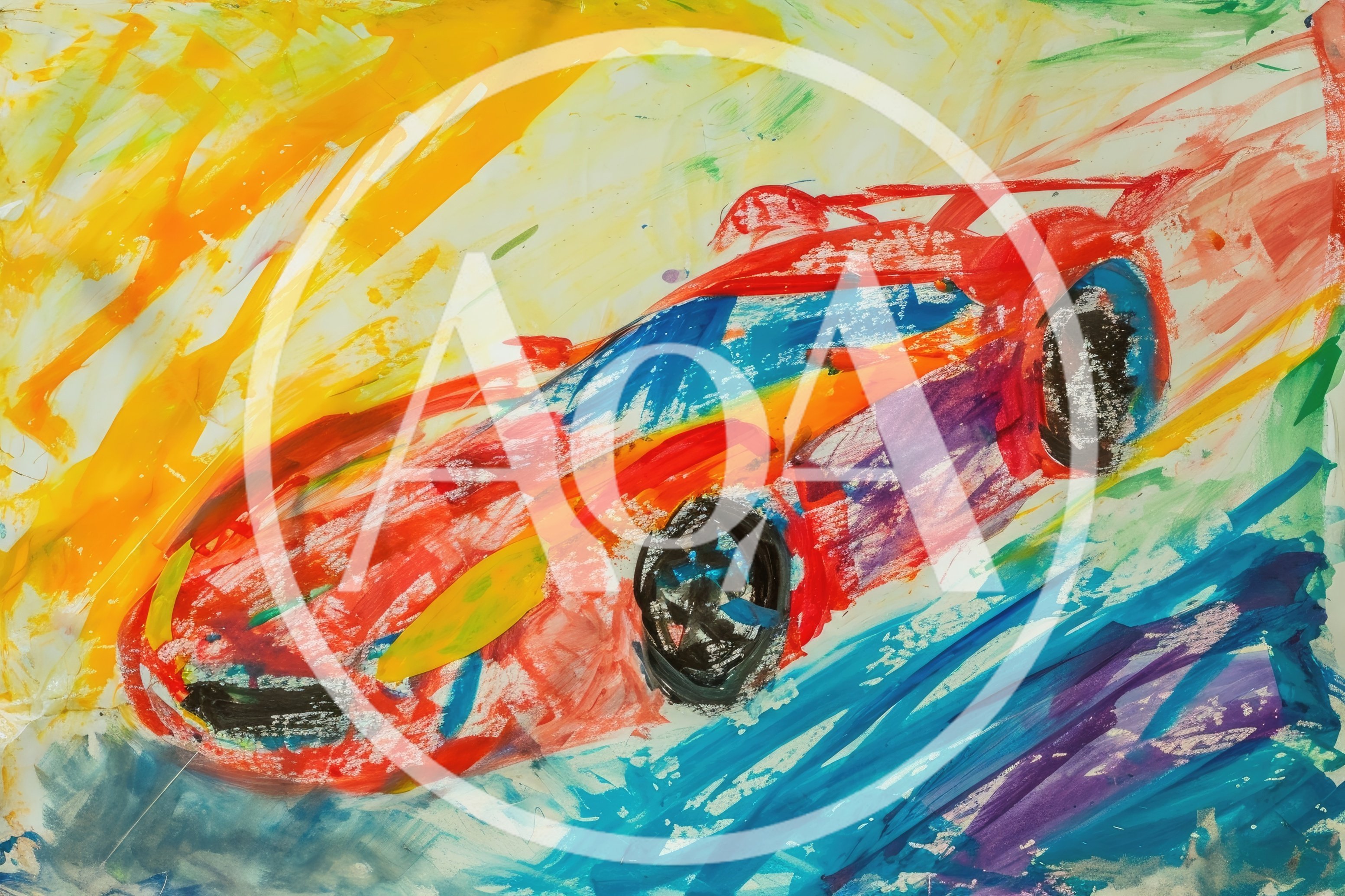 Child Drawing Of A Red Sports Car