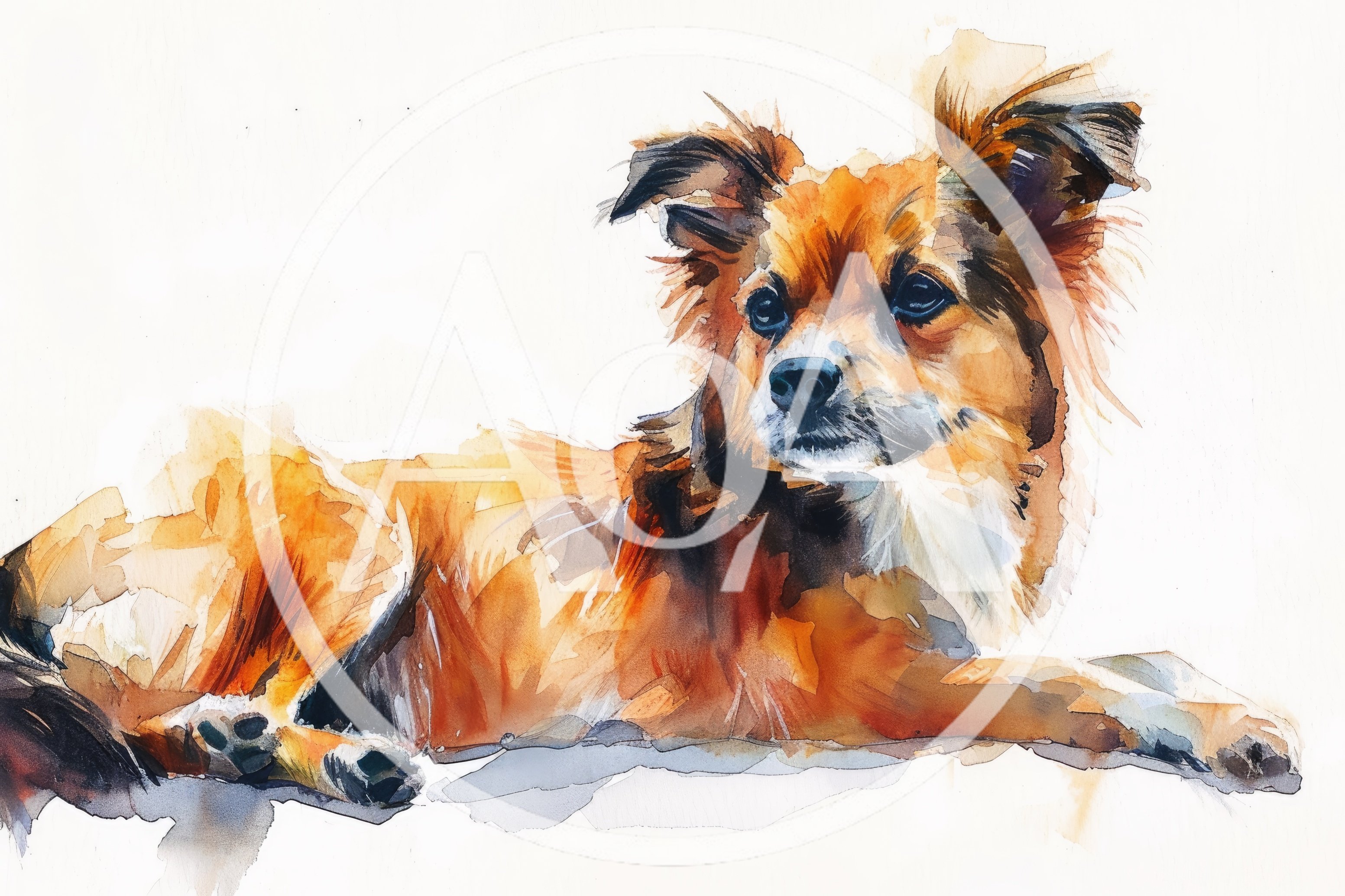 Watercolor Painting Of A Resting Brown Dog