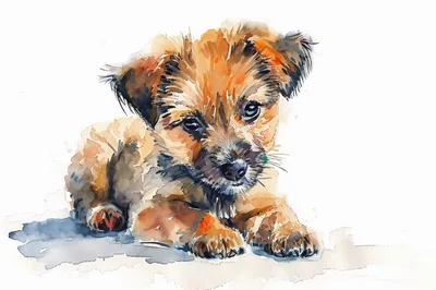 Watercolor Painting Of A Cute Brown Puppy