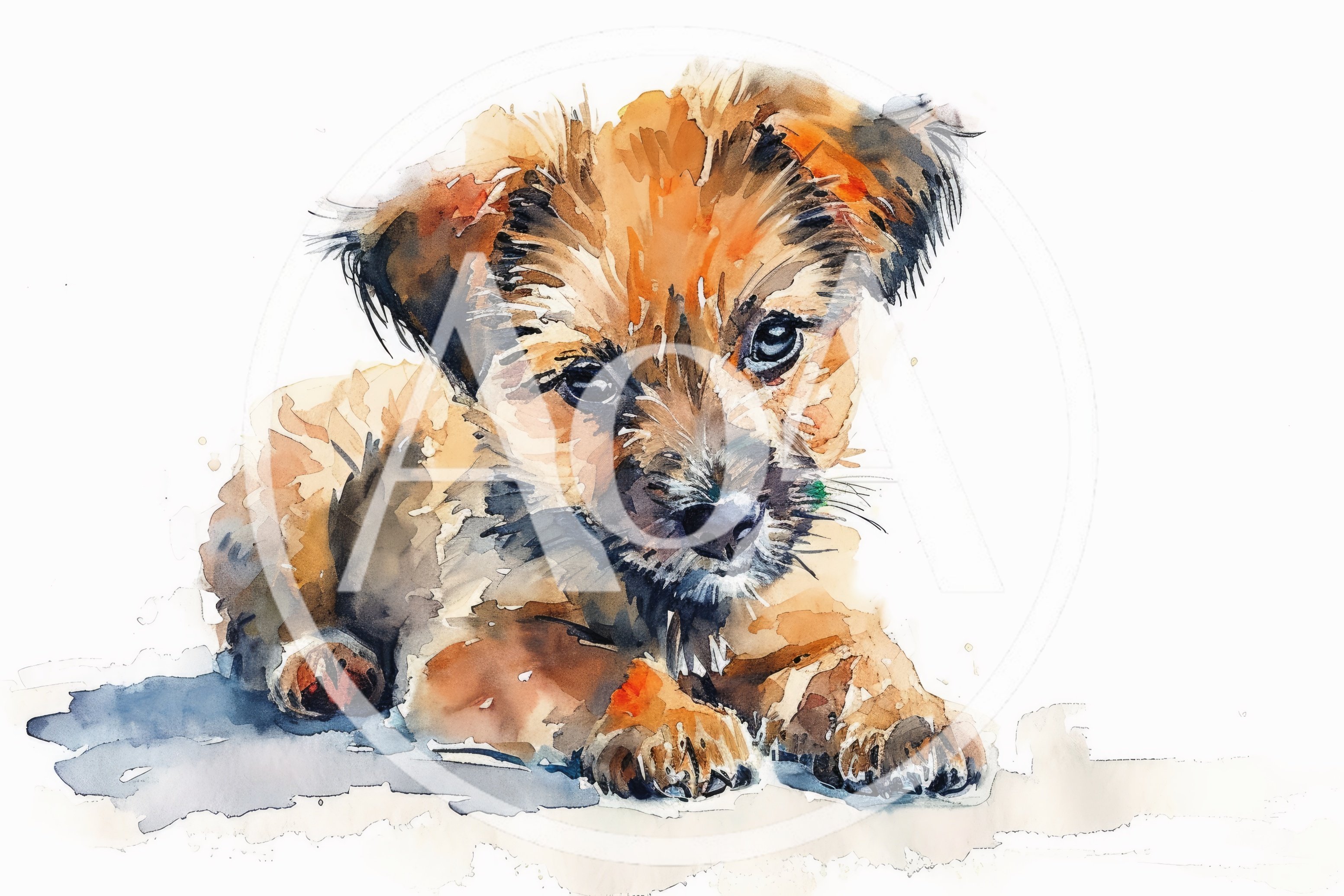 Watercolor Painting Of A Cute Brown Puppy