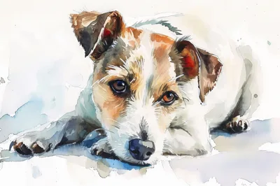 Watercolor Painting Of A Jack Russell Terrier