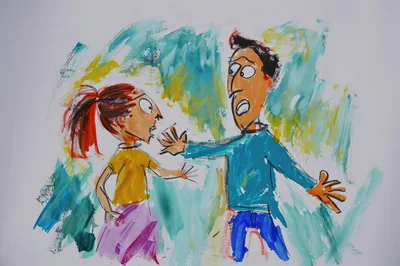 Hand Drawn Illustration Of A Couple Arguing