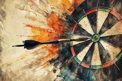 Dart Hitting Bullseye On Artistic Dartboard