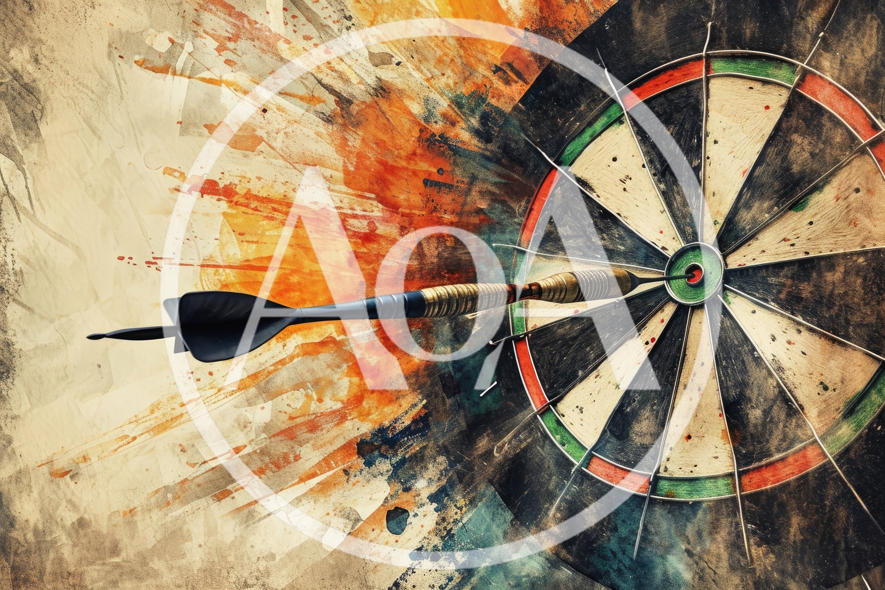 Dart Hitting Bullseye On Artistic Dartboard