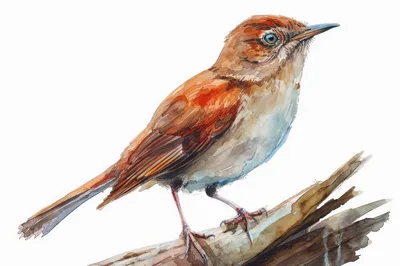 Watercolor Illustration Of A Small Brown Bird