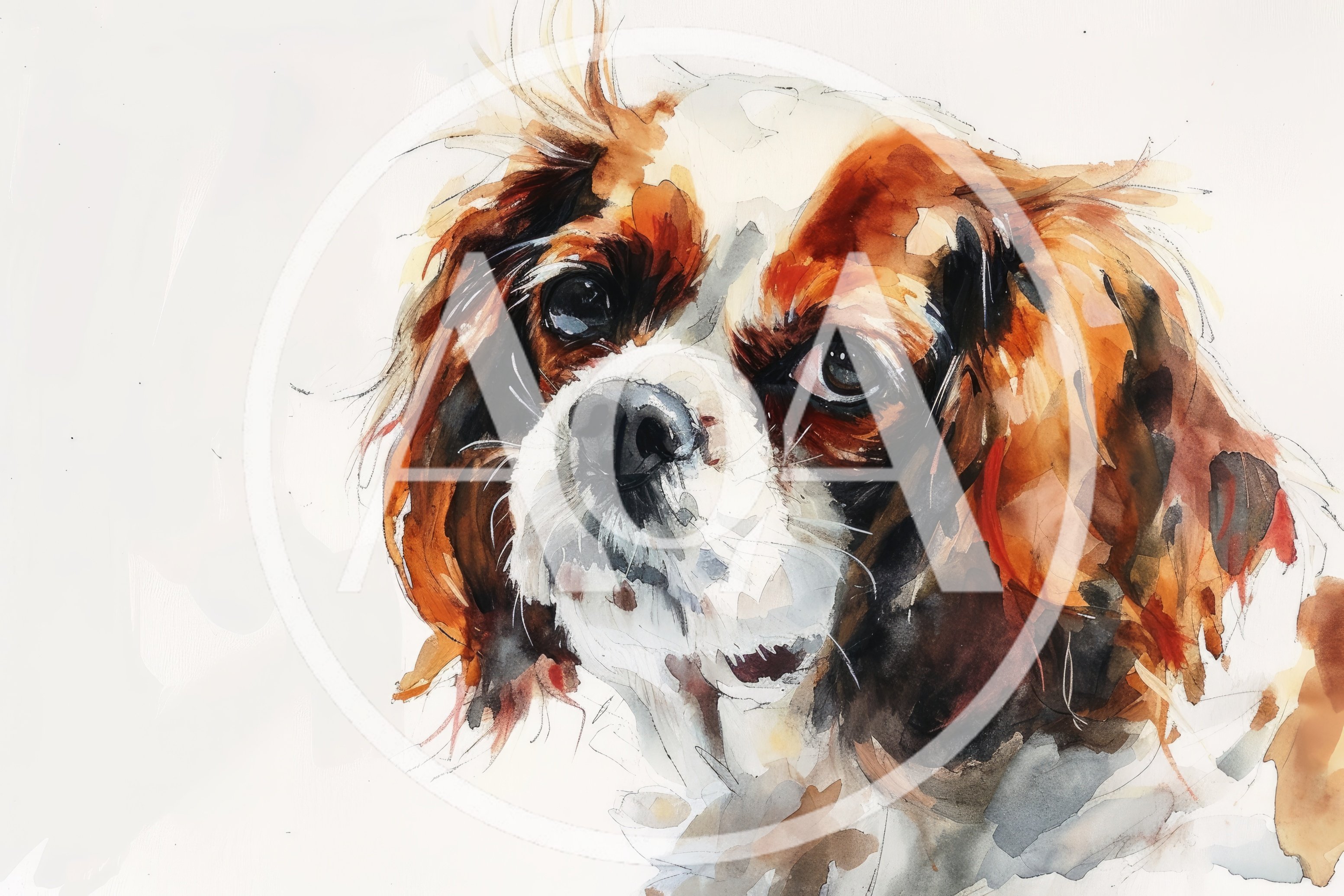Watercolor Painting Of A Cavalier King Charles Spaniel