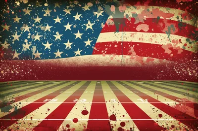 American Football Field With Distressed Flag Background