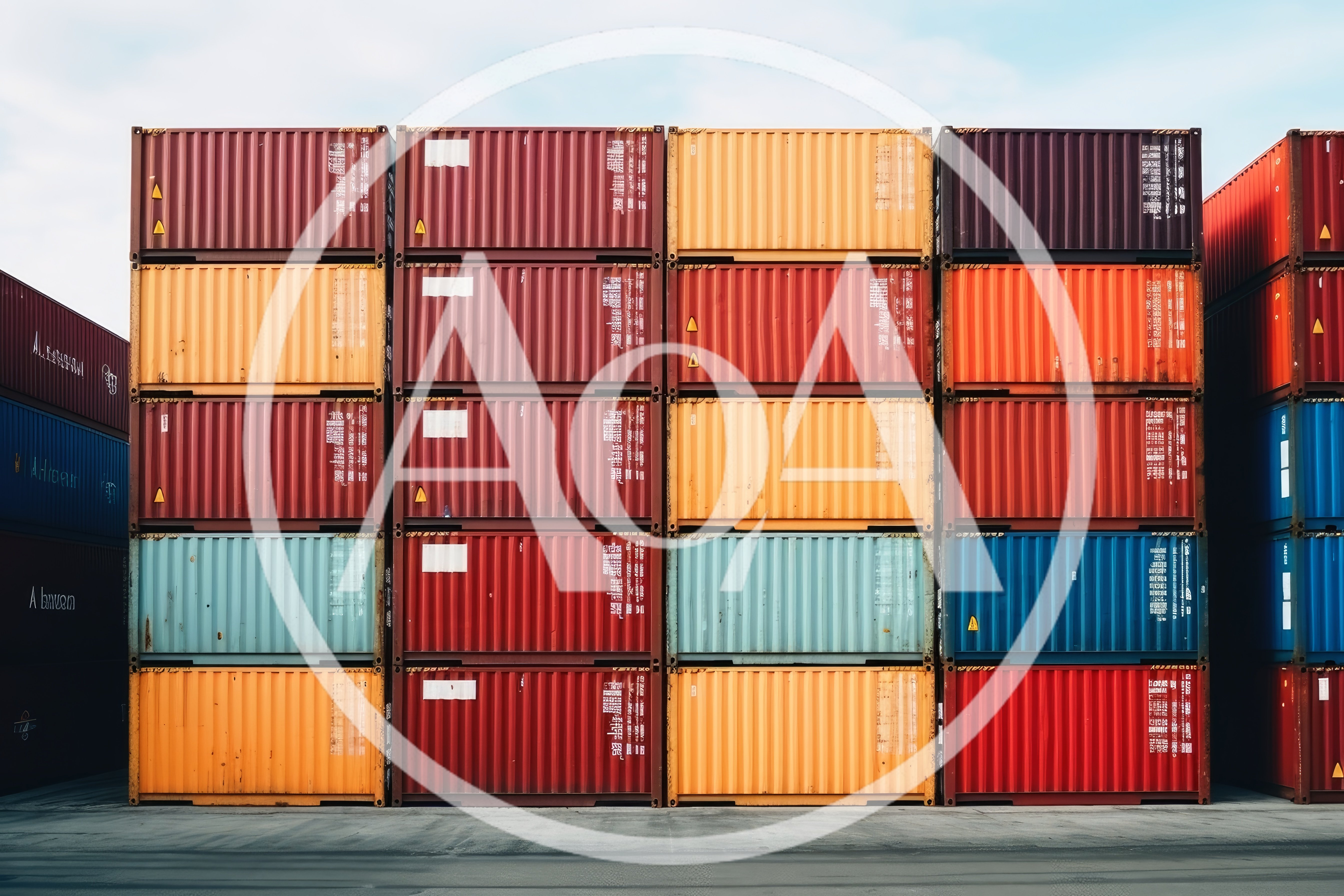 Stacked Colorful Shipping Containers In A Port Terminal