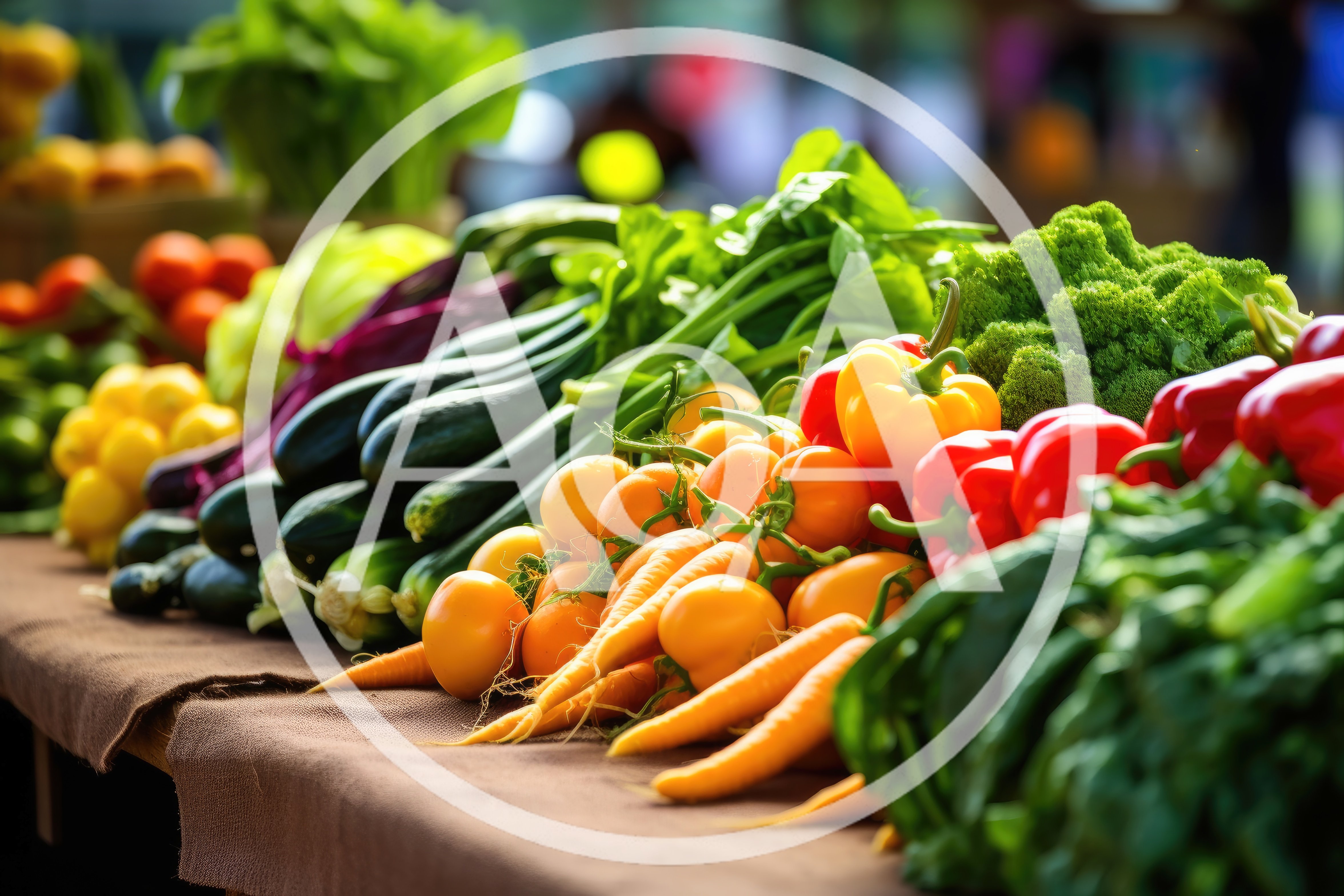Fresh Organic Vegetables Displayed On A Market Stall