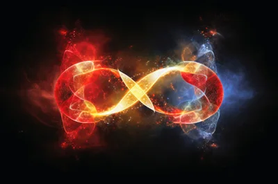 Glowing Infinity Symbol With Fire And Ice Energy