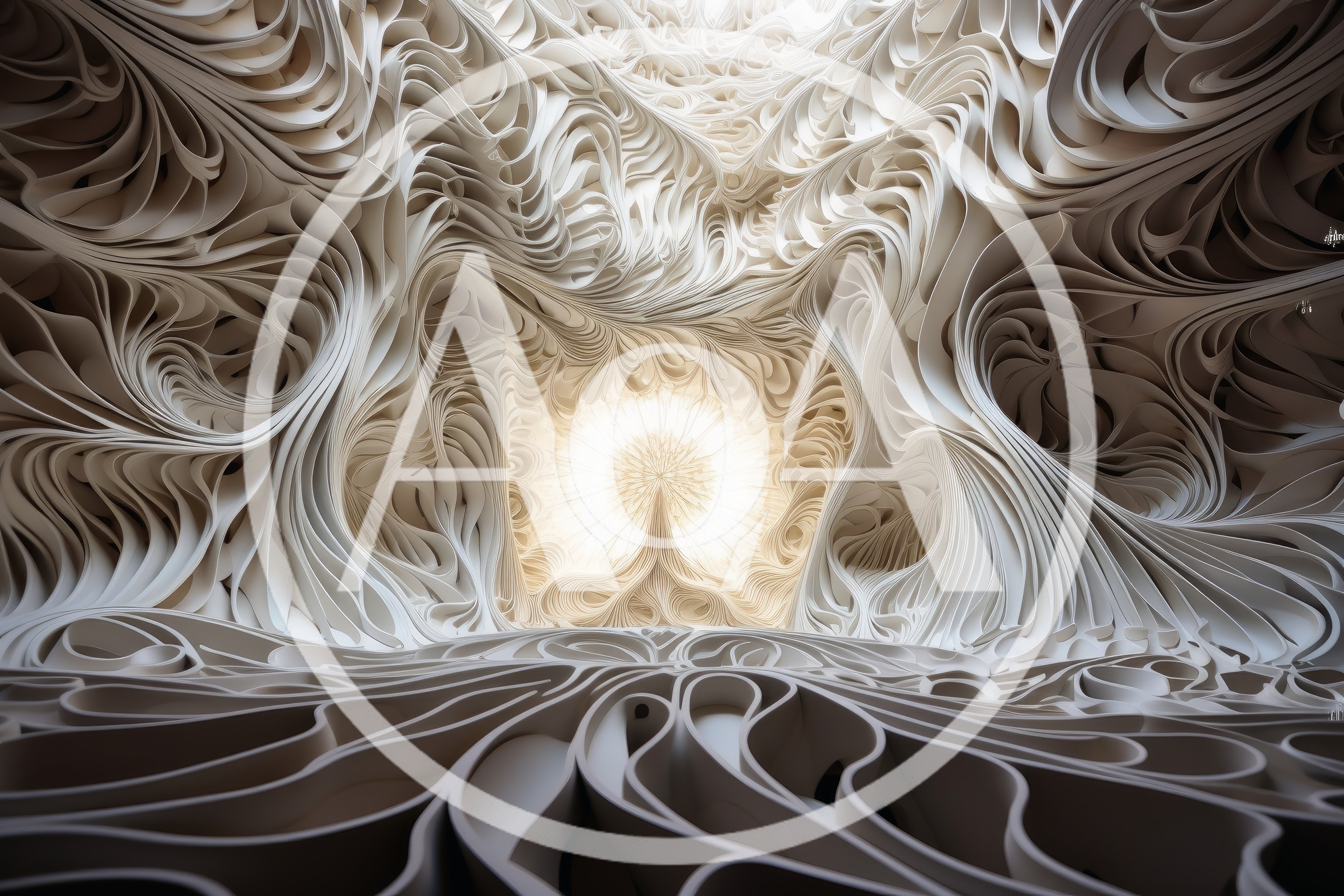 Abstract Architectural Interior With Flowing Organic White Structures