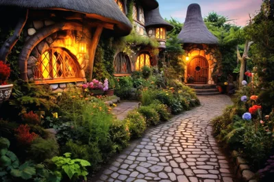 Enchanted Hobbit Style Cottage With Cobblestone Path