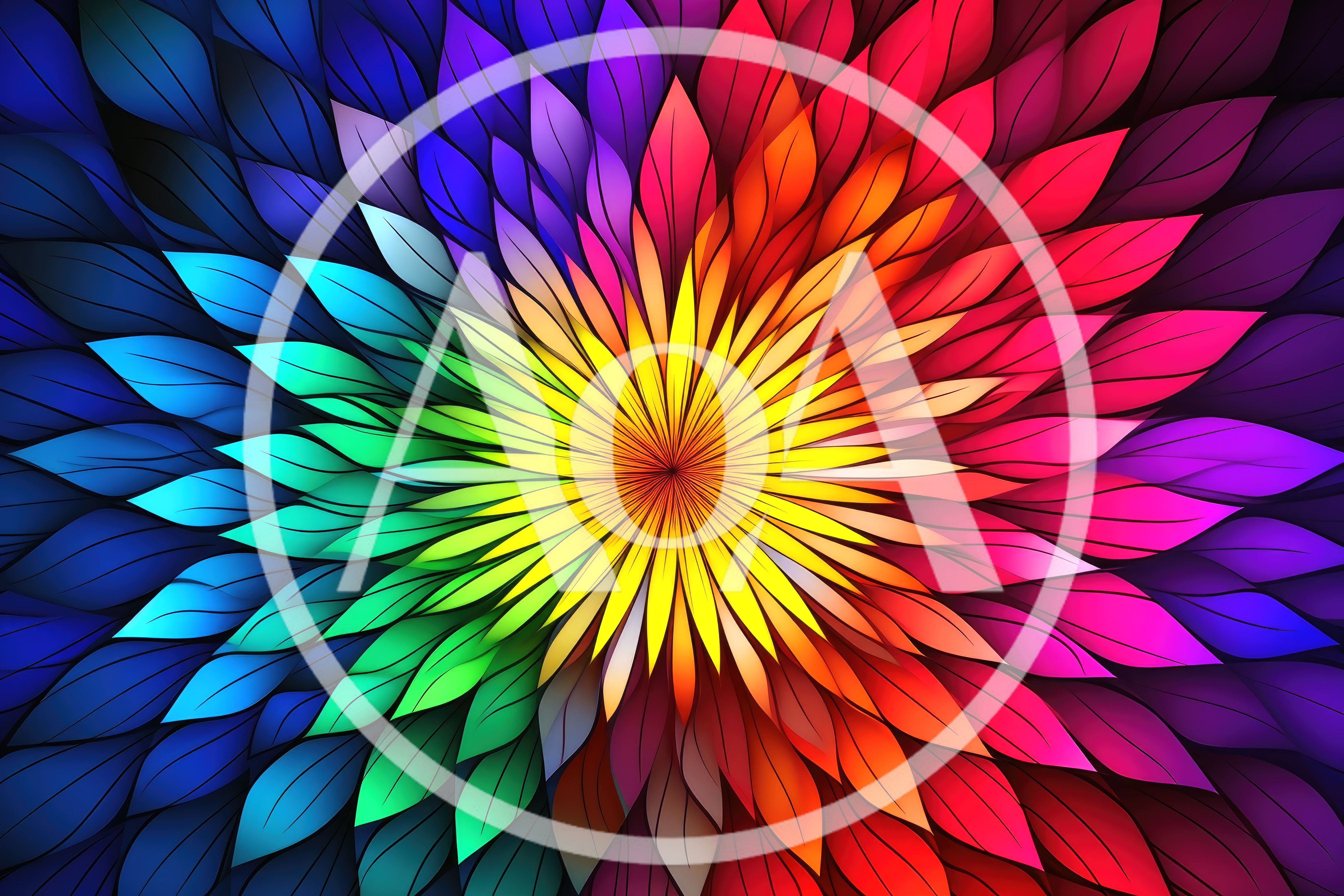 Abstract Rainbow Flower Petal Pattern Background