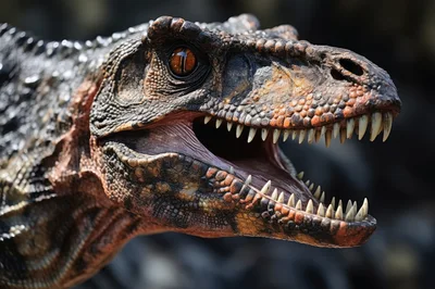 Close Up Portrait Of A Realistic Dinosaur Head