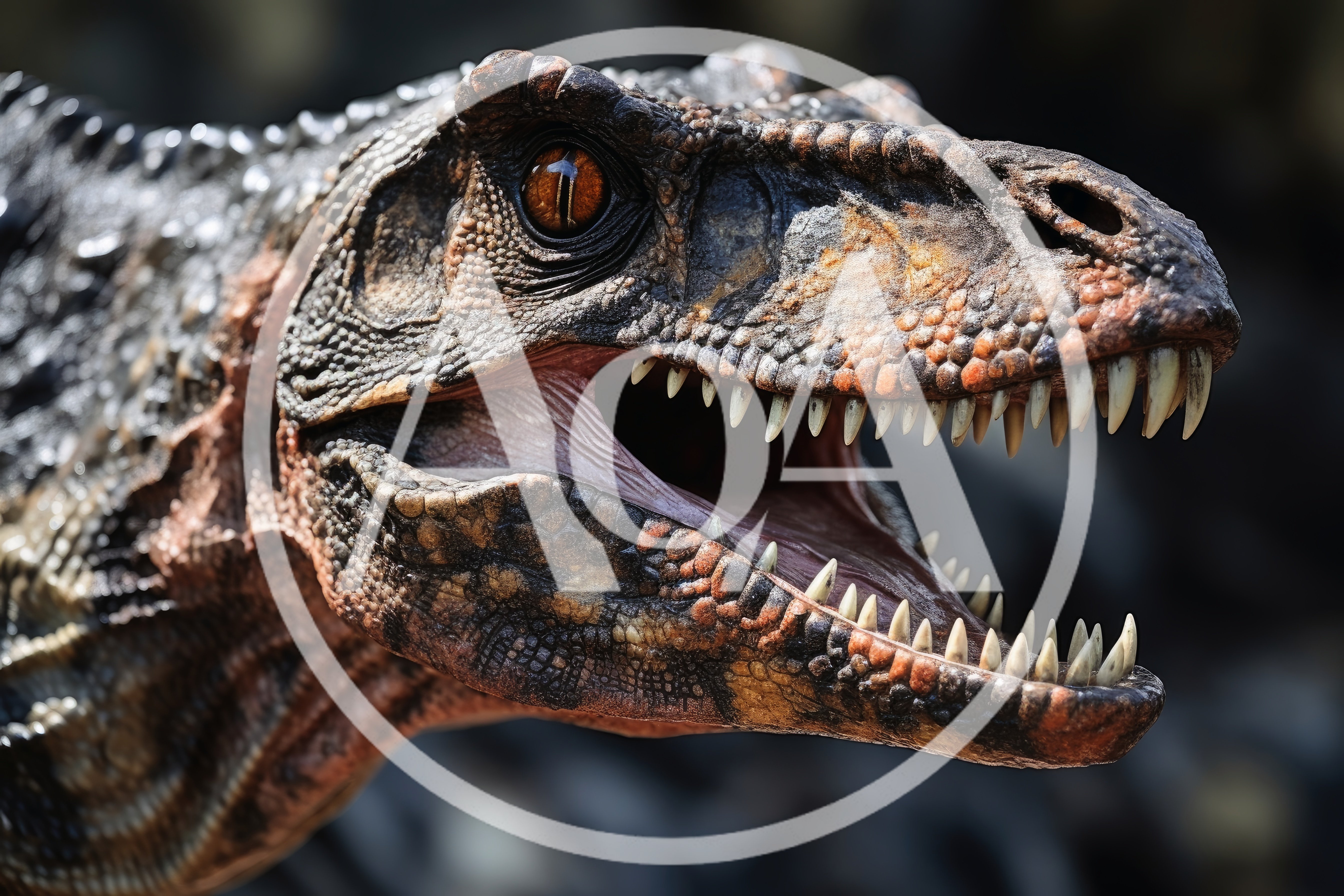 Close Up Portrait Of A Realistic Dinosaur Head
