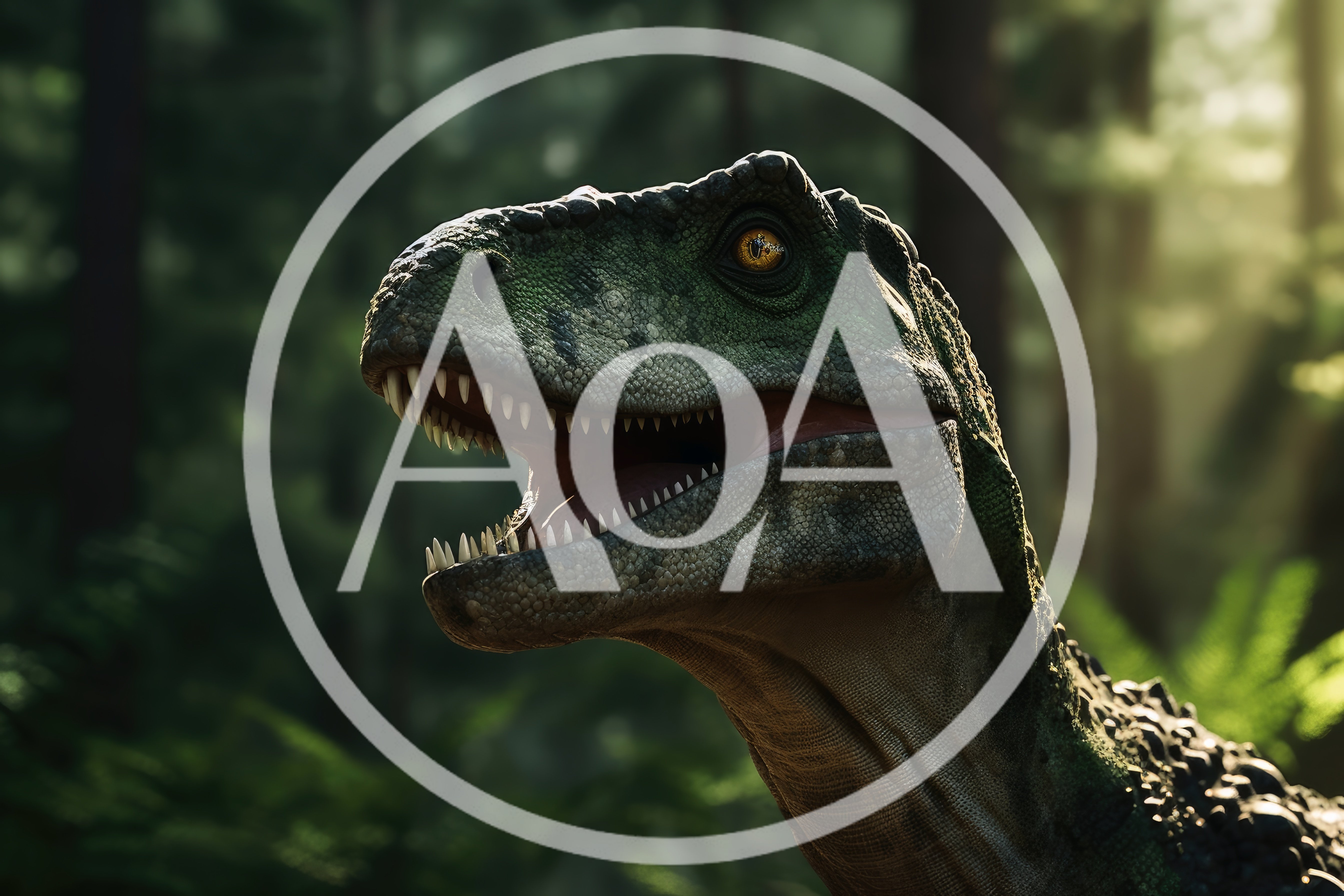 Close Up Portrait Of A Realistic Dinosaur In Forest