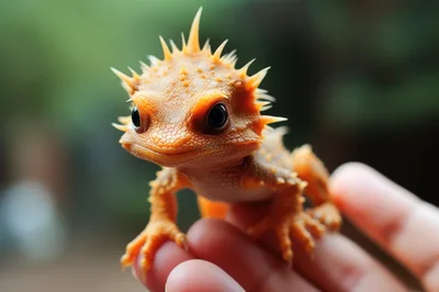 Close Up Of A Small Spiky Orange Lizard