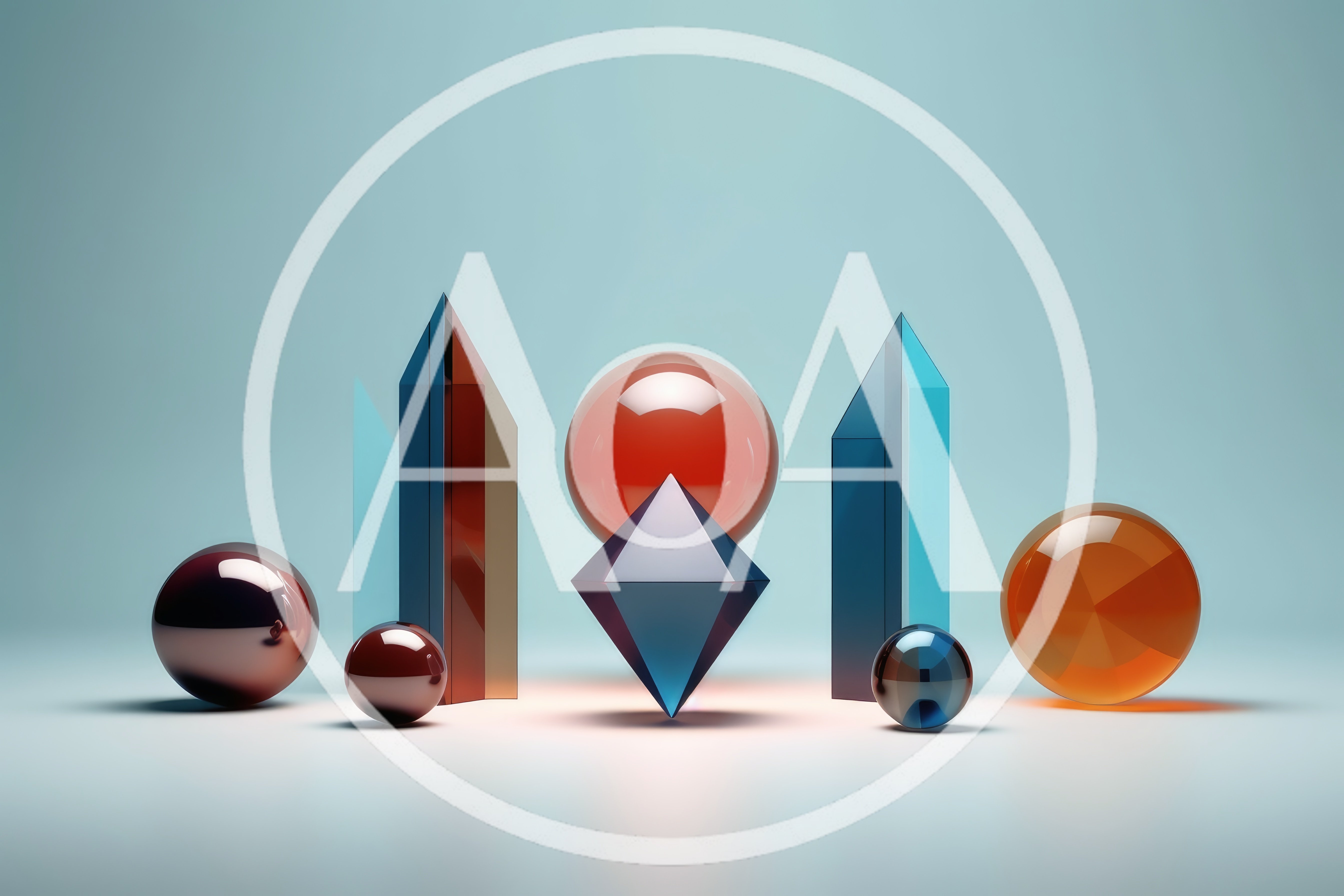 Abstract 3D Geometric Shapes With Glass Textures