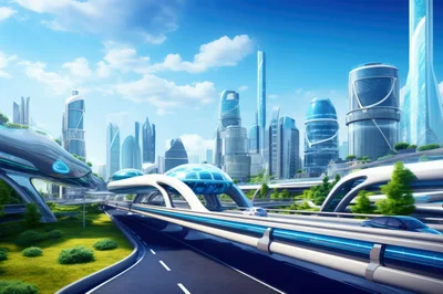 Futuristic Cityscape With Advanced Architecture And Elevated Highways