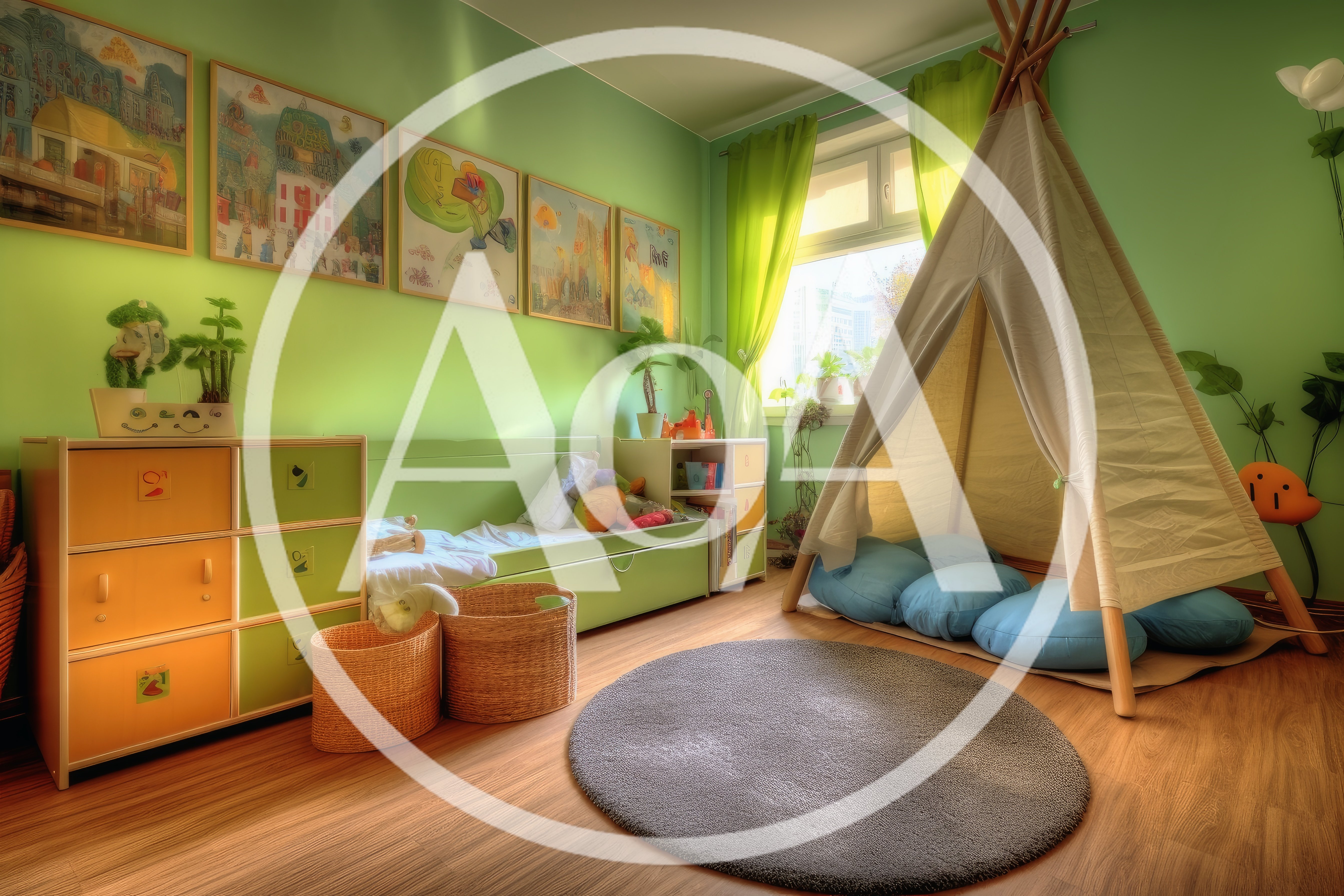 Cozy Children Bedroom With Teepee Tent And Play Area