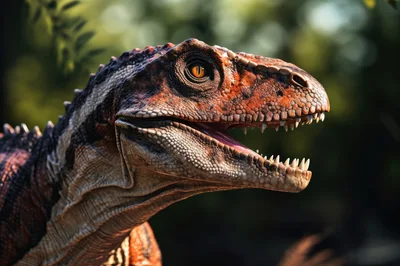 Close Up Portrait Of A Realistic Dinosaur