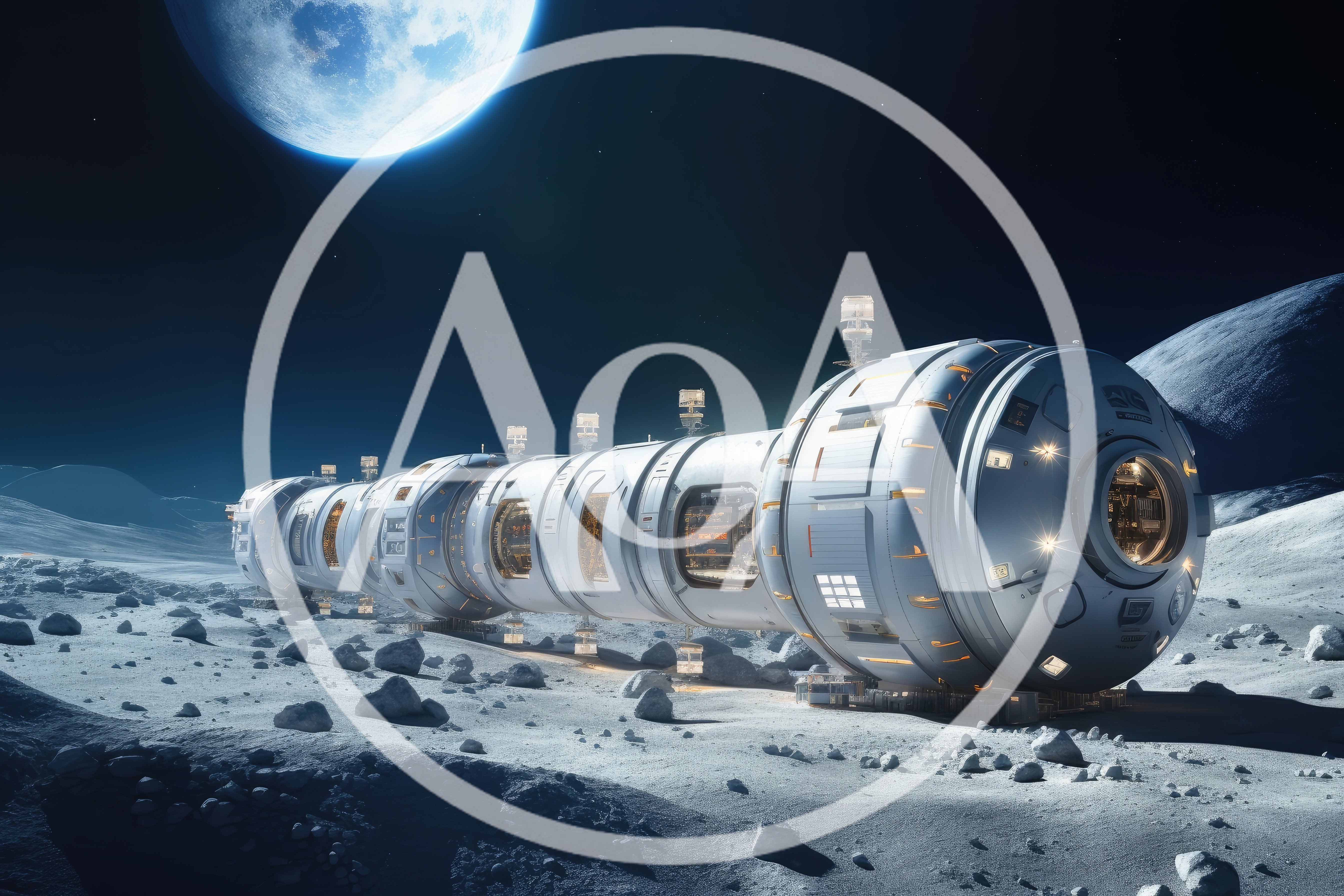 Futuristic Lunar Habitat Base On Moon Surface